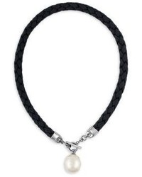 Black Leather Pearl Necklace