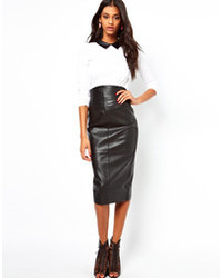 Asos Wasp Pencil Skirt In Leather
