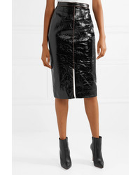 Roland Mouret Birch Crinkled Patent Leather And Jersey Skirt