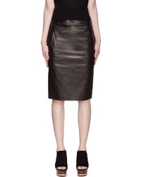 Givenchy Black Glossy Coated Leather Skirt