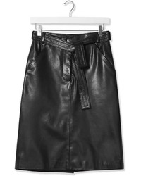 Boutique Black Leather Judo Pencil Skirt