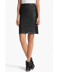 Burberry Brit Leather Paneled Skirt Black 12