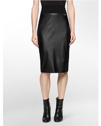 Calvin Klein Faux Leather Detail Pencil Skirt