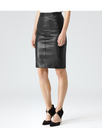 Reiss Claudette Fabric Back Leather Skirt