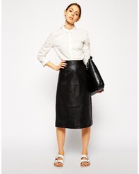 Asos Collection Column Pencil Skirt In Leather