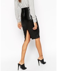 Asos Collection Pencil Skirt In Leather Look With Seam Details