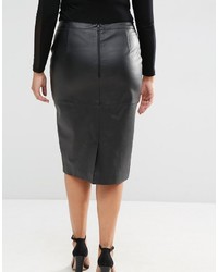 Asos Curve Premium Pencil Skirt In Leather