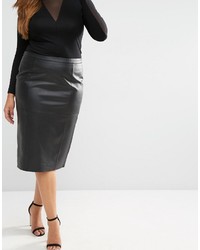 Asos Curve Premium Pencil Skirt In Leather