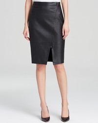Bloomingdale's Dylan Gray Leather Front Pencil Skirt