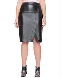 ELOQUII Plus Size Studio Faux Leather Wrap Skirt
