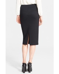 Cédric Charlier Faux Leather Front Jersey Pencil Skirt