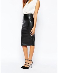 Warehouse Faux Leather Pencil Skirt