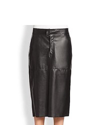Helmut Lang Stilt Leather Pencil Skirt Black