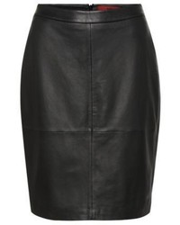 Hugo Boss Lanine Lambskin Leather Pencil Skirt S Black