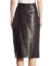 Altuzarra Hyacinthe Scalloped Leather Pencil Skirt