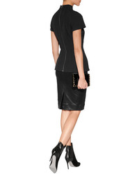L'Agence Lagence Leather Pencil Skirt In Black