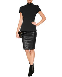 L'Agence Lagence Leather Pencil Skirt In Black