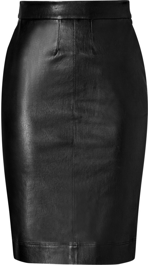 L'Agence Lagence Leather Pencil Skirt In Black, $1,125 | STYLEBOP.com ...