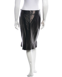 Chanel Leather A Line Skirt