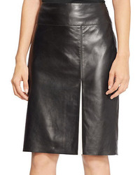 Lauren Ralph Lauren Leather Front Slit Skirt