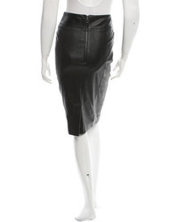Burberry Leather Knee Length Skirt