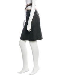 Chanel Leather Knee Length Skirt