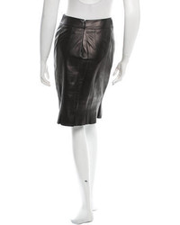 Chanel Leather Knee Length Skirt