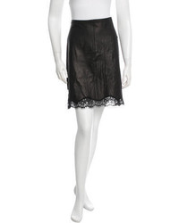 Illia Leather Lace Trimmed Skirt W Tags