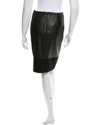 Tibi Leather Paneled Pencil Skirt