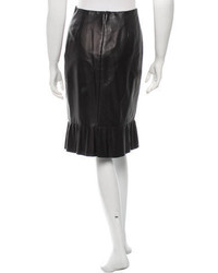 Badgley Mischka Leather Pleated Skirt