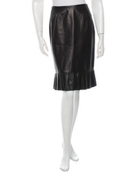Badgley Mischka Leather Pleated Skirt