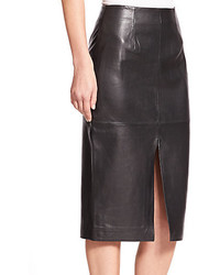 Nicholas Leather Slit Pencil Skirt