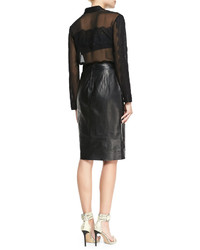 Alice + Olivia Long Leather Pencil Skirt