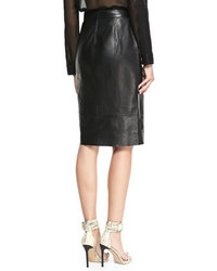Alice + Olivia Long Leather Pencil Skirt