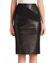 Roland Mouret Lynx Leather Jersey Pencil Skirt