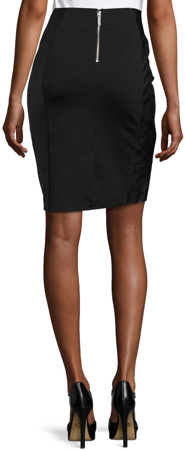 MICHAEL Michael Kors Michl Michl Kors Faux Leather Paneled Skirt Black ...