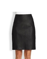 Milly Edith Leather Pencil Skirt Black