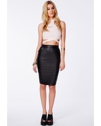 Missguided Mariota Black Faux Leather Pencil Skirt