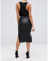 Asos Pencil Skirt In Leather Look With Pocket Detail