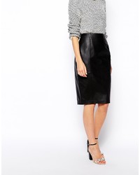 Asos Pencil Skirt In Leather With Seam Detail