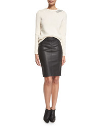 BA&SH Queen Leather Pencil Skirt