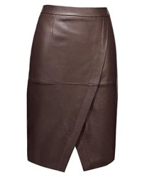 Halogen Seamed Leather Pencil Skirt