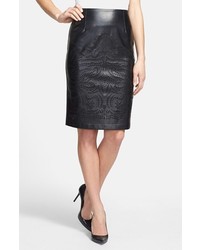 SUNDAY IN BROOKLYN Laser Cut Faux Leather Pencil Skirt Black Small P