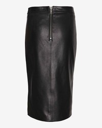 Mason by Michelle Mason Zippered Front Slit Leather Pencil Skirt