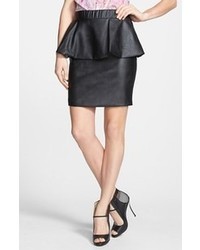 Black Leather Peplum Skirt