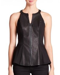 GUESS Faux Leather Peplum Top
