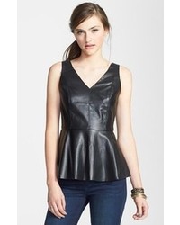 Potters Pot Perforated Faux Leather Peplum Top