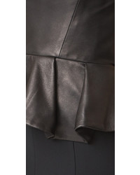 Reem Acra Leather Bustier Peplum Top