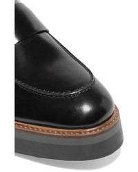 Vince Dorsey Glossed Leather Platform Loafers Black