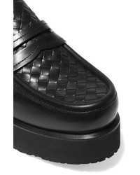 Bottega Veneta Intrecciato Leather Platform Loafers Black